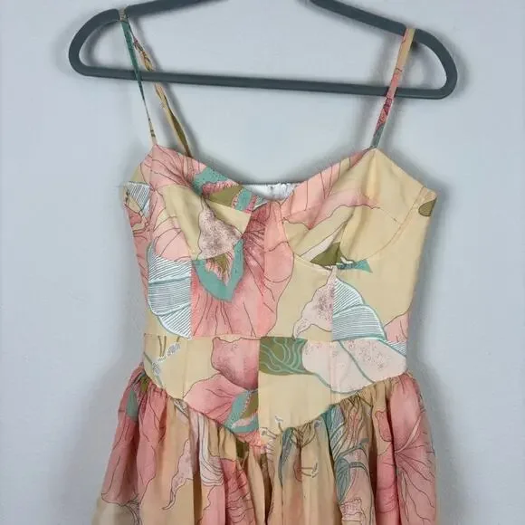 The Dolls House Dolce Dress Medium Boho Sexy Floral Chiffon Corset Bodice Pastel - Picture 3 of 9